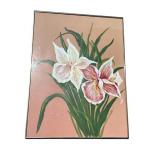 Framed signed oil painting flower theme