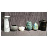 Group of signed ceramic vases, etc