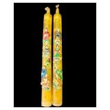 2 Large vintage Asian hand carved candlesticks