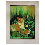 1977 hand painted oil on board tiger in jungle