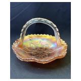 Vintage marigold carnival glass dish