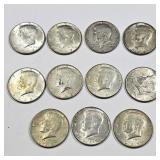 11 Kennedy Silver Clad Half Dollar Coins
