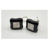 Diamond and onyx platinum earrings marked 900