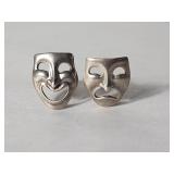 Masks of comedy & tragedy sterling silver
