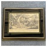 Framed vintage Der Hirsch Stellt sich art print