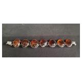 Sterling silver and amber bracelet