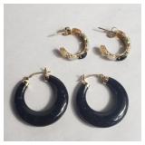 Pair of 14KT gold earrings with stones