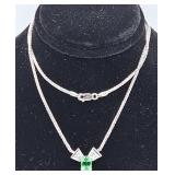 14KT gold diamond and emerald necklace