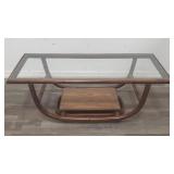 Mid century glass top bentwood coffee table