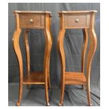 Mahogany single-drawer plant stands