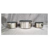 Group of 3 Cuisineart stainless steel pots