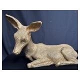 Gold painted plaster deer lawn decoration
