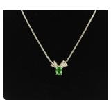 14k gold, diamond and green garnet necklace