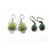 2 pairs sterling silver gemstone earrings, 10.91
