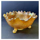 Vintage marigold carnival glass bowl