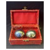 Vintage Asian metal therapy balls
