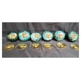 Pottery and bronze drawer pulls