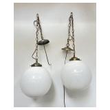 Pair of round globe lights, 12" diam. hard
