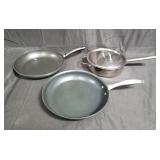 Group of cooking ware, pans, lid, box lot