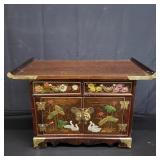 Hand painted Asian cabinet with brass accents