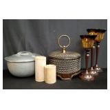 Box of ice buckets and candle holders