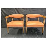 Mid- century Hans Wegner style barrel armchairs