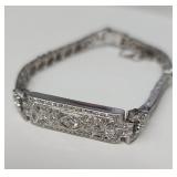 Diamond and platinum bracelet 6 1/4"l, total