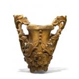 Large Vintage hand carved wooden vase, 20" h. X