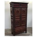 Antique French carved wood pie cooling cabinet