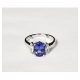 18k gold & diamond ring with blue stone