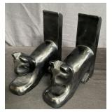Pair of hand carved onyx cat bookends made in