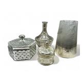 4 new Mercury glass covered dishes & vessels