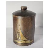 Vtg Silver Crest Decorated Bronze sailboat humidor