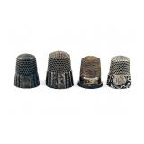 4 antique sterling silver thimbles, 19.61 grams