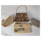 Vtg flapper girl beaded & silk purses, Japan,