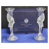 Vintage Faberge snow dove crystal candlesticks
