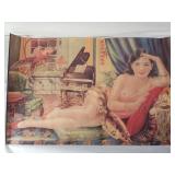 Vtg Chinese nude advertising poster metal edges