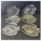 6 vintage glass fish-shaped plates