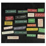 Vintage pin back labels lot