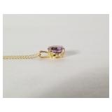 18k gold necklace with amethyst pendant