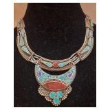 Tibetan handmade necklace with turquoise ,