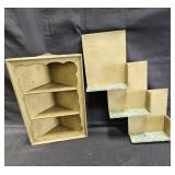 Group of two vintage wall and corner shelves,