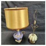 Two Vintage lamps as is, one with shade, 27"h. x