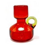 Vintage orange art glass decanter vase, 4 1/2" h.