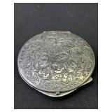 Vintage silver compact mirror powder box