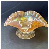 Vintage marigold carnival glass dish