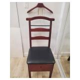 Chair valet mens suit stand rack with seat wood