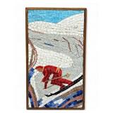 Mid century glass mosaic downhill ski wall art