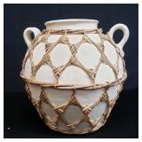 Wicker wrapped decorative vase