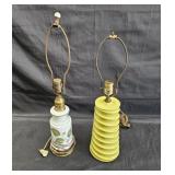 Two Vintage lamps with no shades, 25" h. & 23" h